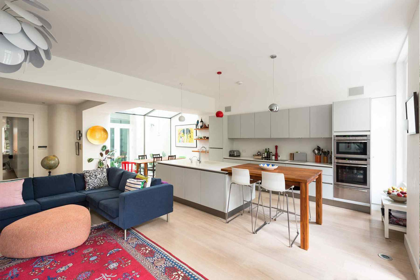 Bright open-plan kitchen and living room at Warrington Crescent